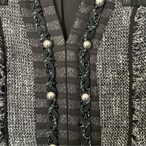 WHBM | Long Tweed Embellished Trophy Blazer Jacket Size 00 - Picture 4 of 15